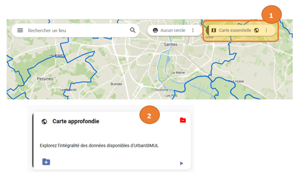 capture d'écran choix de la carte